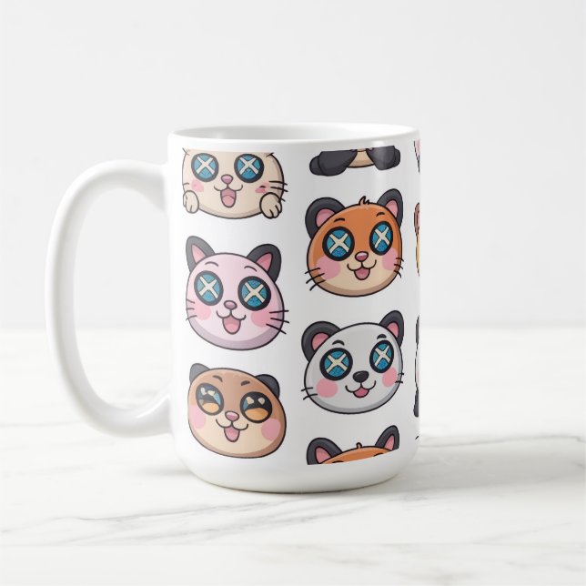 Cute Animals Sticker Sheet Adorable Cartoon Charac Coffee Mug (Left)