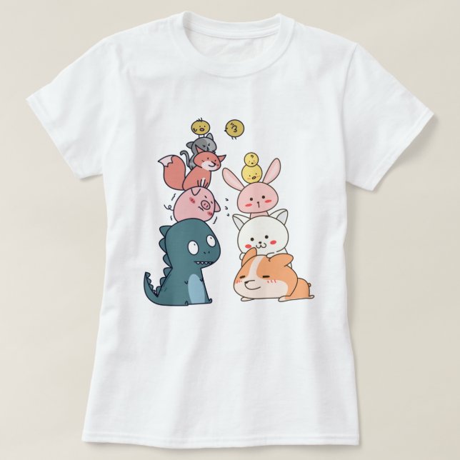 Cute Animals T-Shirt (Design Front)