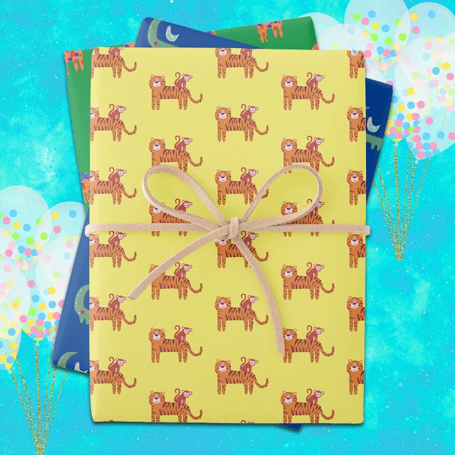Cute Animals Three Designs Kids  Wrapping Paper Sheet (Creator Uploaded)