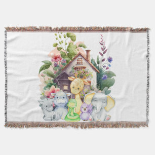 Cute Animals Throw Blanket