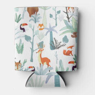 Cute animals: tropical forest doodle. can cooler