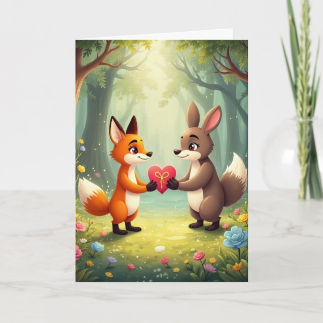 Cute Animals Valentine's Day Card (Front)