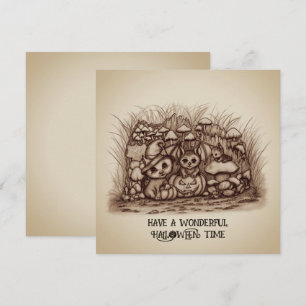 Cute Animals waiting for Halloween Card