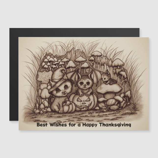 Cute Animals waiting for Thanksgiving (Front/Back)