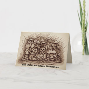 Cute Animals waiting for Thanksgiving Card