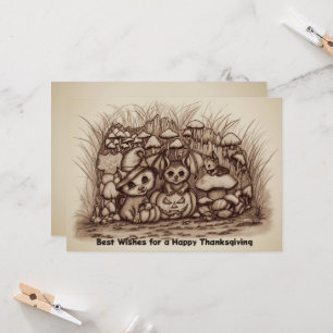 Cute Animals waiting for Thanksgiving Invitation