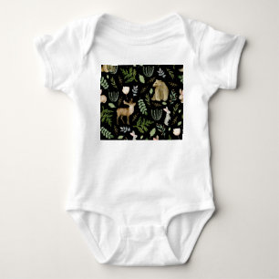 Cute Animals: Watercolor Hand Drawn. Baby Bodysuit
