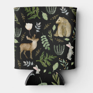 Cute Animals: Watercolor Hand Drawn. Can Cooler
