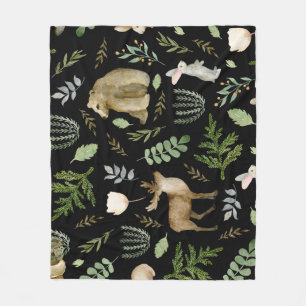 Cute Animals: Watercolor Hand Drawn. Fleece Blanket