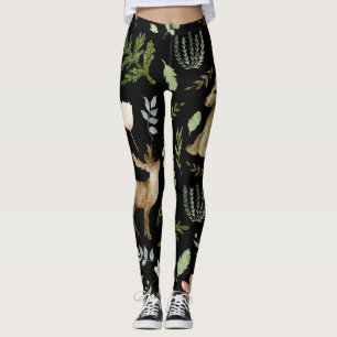 Cute Animals: Watercolor Hand Drawn. Leggings