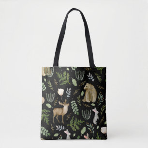 Cute Animals: Watercolor Hand Drawn. Tote Bag