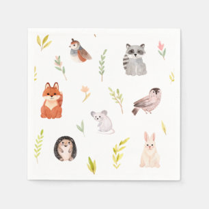 Cute Animals Watercolor Napkin