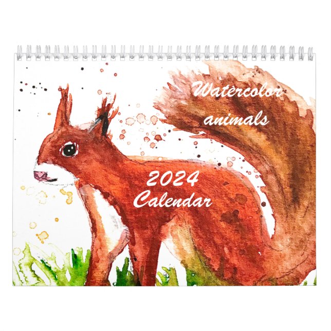 Cute animals Watercolor Squirrel Fox Deer Forest Calendar (Cover)