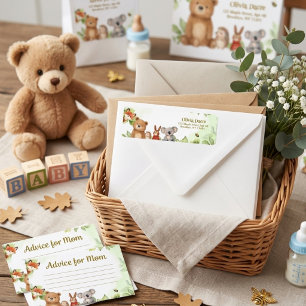 Cute Animals Watercolor Woodland Baby Shower Return Address Label
