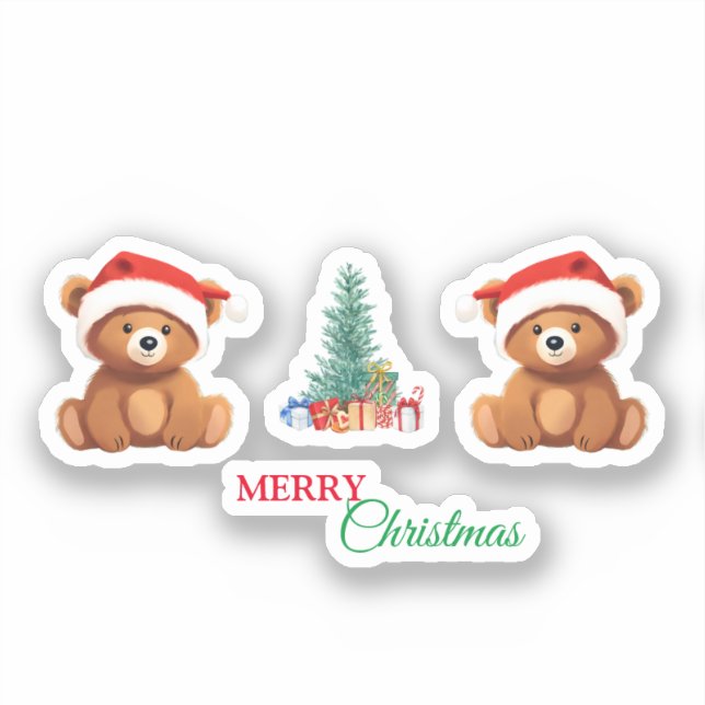 Cute animals winter Bear Santa Christmas tree (Front)