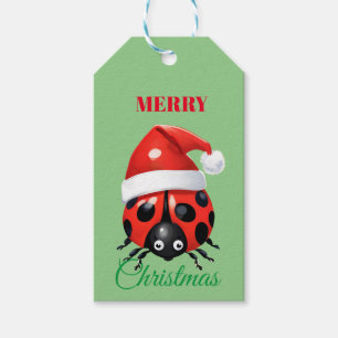 Cute animals winter Ladybug Santa Christmas Gift Tags