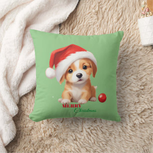 Cute animals winter puppy Dog Santa Christmas  Cushion