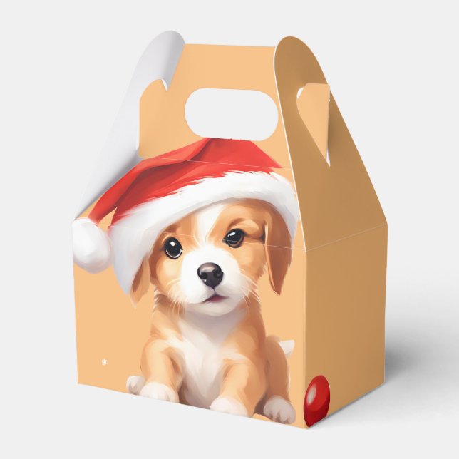 Cute animals winter puppy Dog Santa Christmas  Favour Box (Front Side)