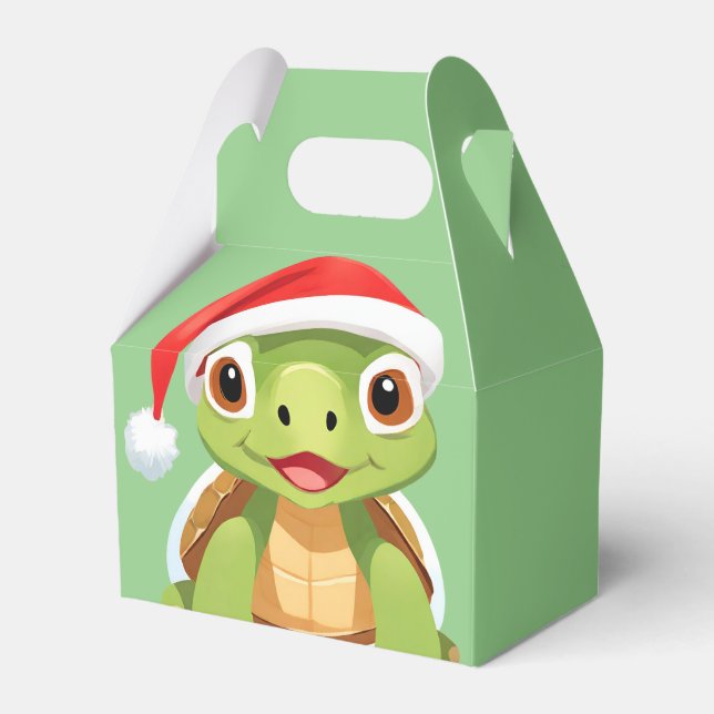 Cute animals winter turtle Santa Christmas  Favour Box (Front Side)
