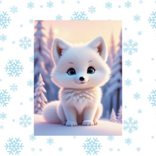 Cute animals, winter, White Fox, Postcrossing  Postcard