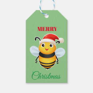 Cute animals winter yellow BEE Santa Christmas   Gift Tags
