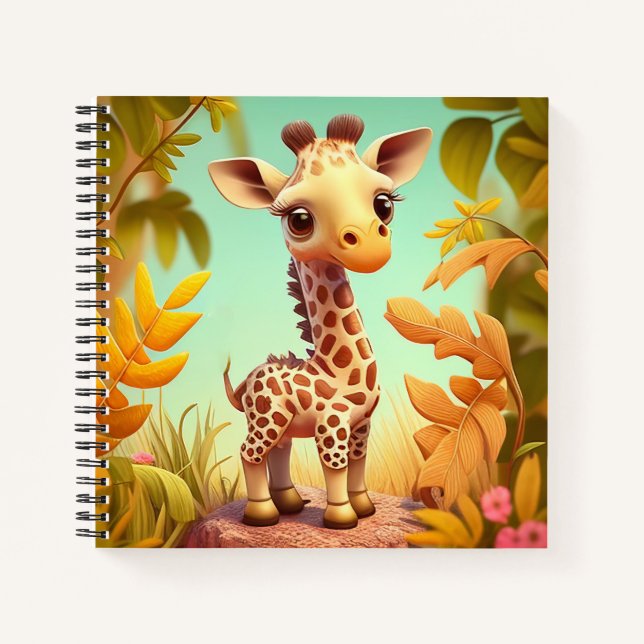 Cute Animated Baby Giraffe Notebook (Front)