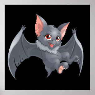 Cute animated Bat Poster