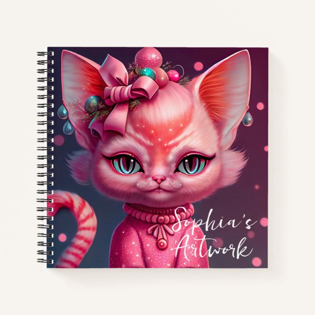 Cute Animated Cat Sketchbook Notebook (Front)