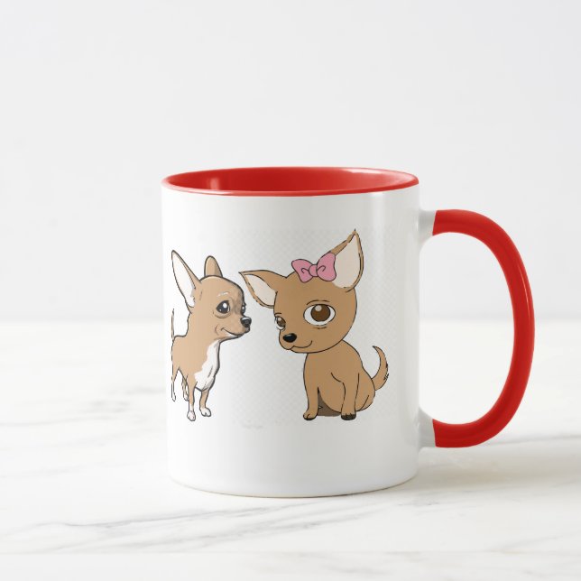 Cute animated Chihuahuas background Mug (Right)