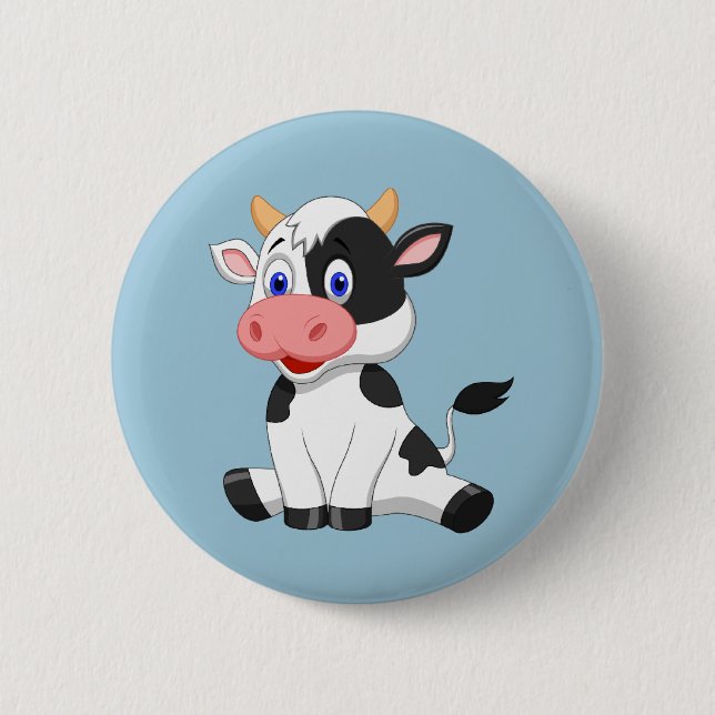 Cute Animated Cow Button (Front)