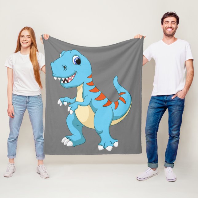 Cute animated dinosaur fleece blanket (In Situ)