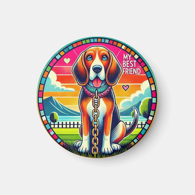 Cute Animated Dog Magnet (Front)