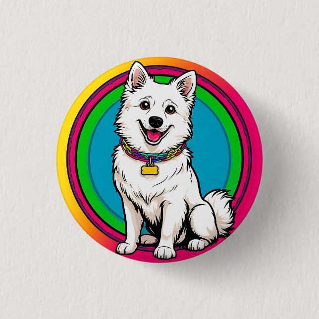 Cute Animated Dog with Collar 3 Cm Round Badge (Front)