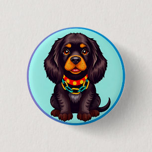 Cute Animated Dog with Collar 3 Cm Round Badge