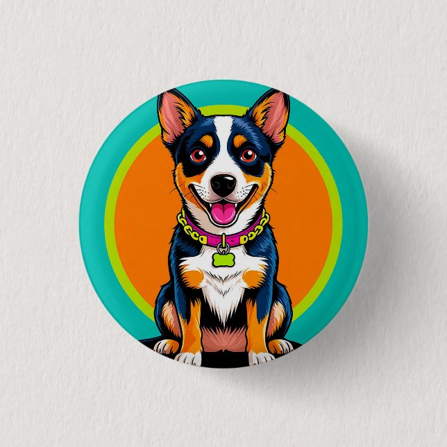 Cute Animated Dog with Collar 3 Cm Round Badge (Front)