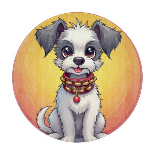 Cute Animated Dog with Collar Cutting Board