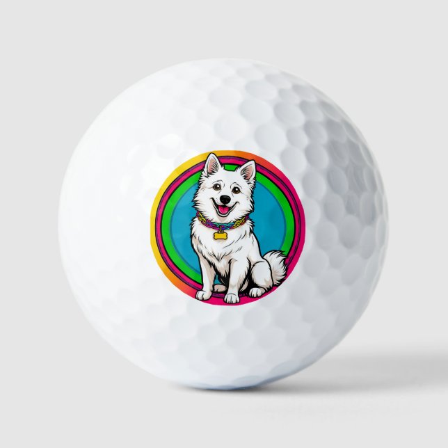 Cute Animated Dog with Collar Golf Balls (Front)