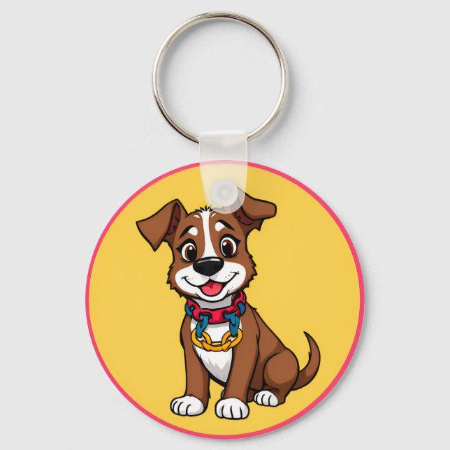 Cute Animated Dog with Collar Key Ring (Front)