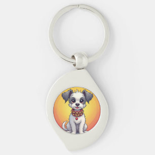 Cute Animated Dog with Collar Key Ring