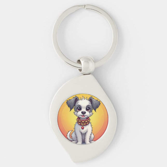 Cute Animated Dog with Collar Key Ring (Front)