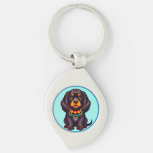 Cute Animated Dog with Collar Key Ring