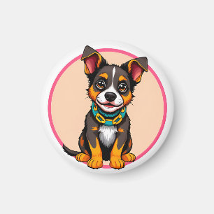 Cute Animated Dog with Collar Magnet