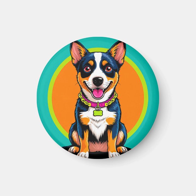 Cute Animated Dog with Collar Magnet (Front)