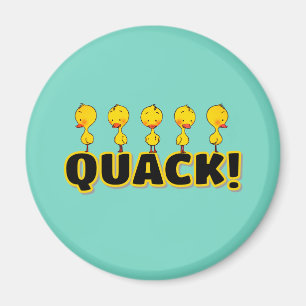 Cute Animated Ducks Quack Bold Word Fun Design Magnet