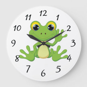 Cute animated frog large clock