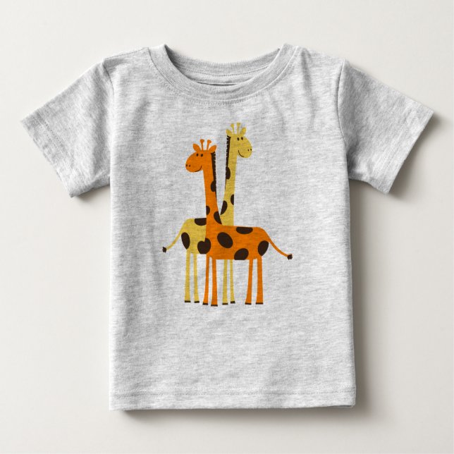 Cute Animated Giraffes Baby T-Shirt (Front)