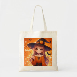 Cute Animated Halloween Witch Tote Bag