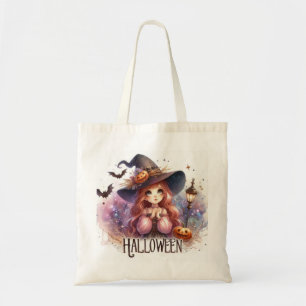 Cute Animated Halloween Witch  Tote Bag