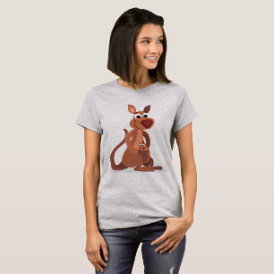 Cute animated Kangaroo with baby T-Shirt