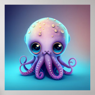 Cute Animated Octopus  Poster